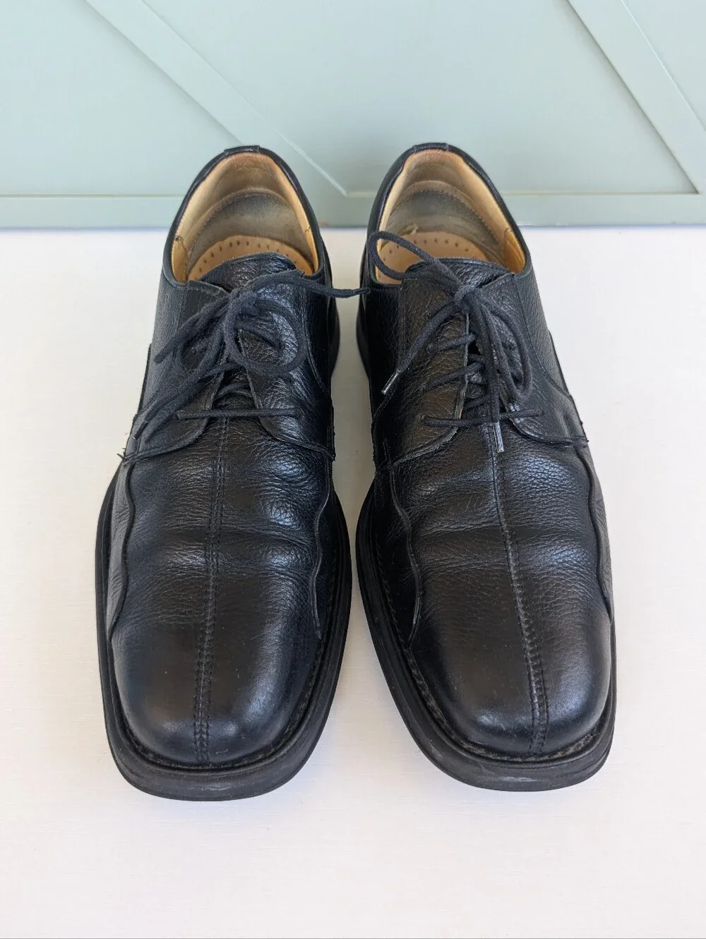 Belvedere Classic Black Leather Lace-Up Derby Shoes for Men